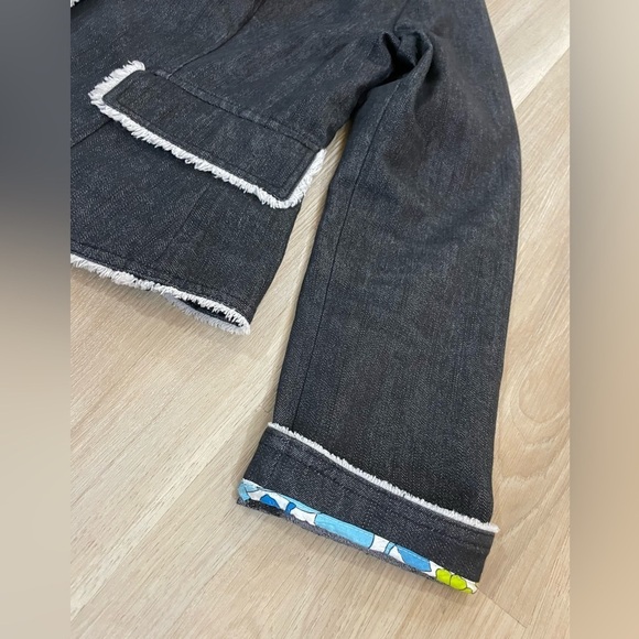 Della Spiga Vintage “weekend” Blazer w patterned accents & white stitch. Size 6 - Picture 8 of 14